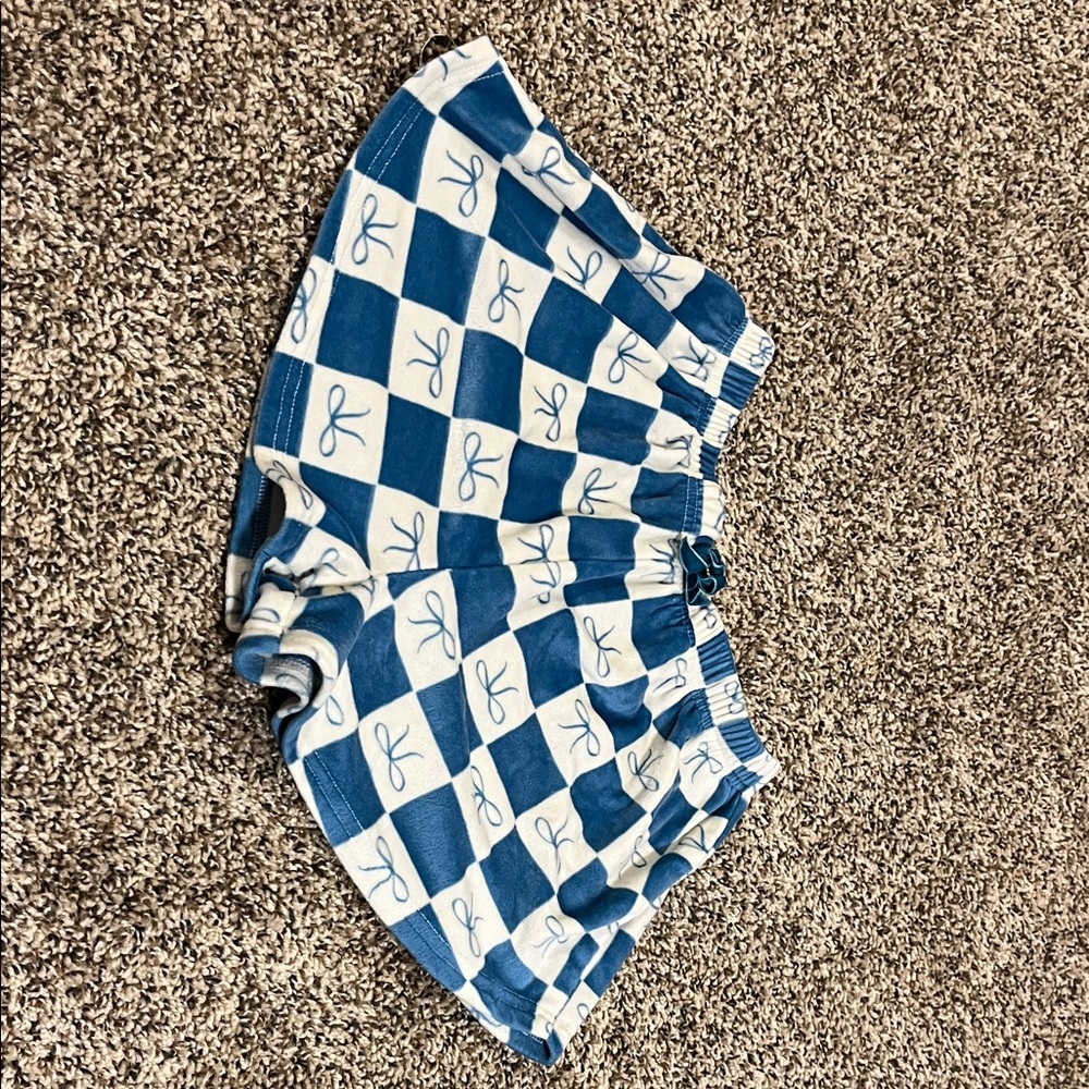 Blue and White Checkered Kids Shorts